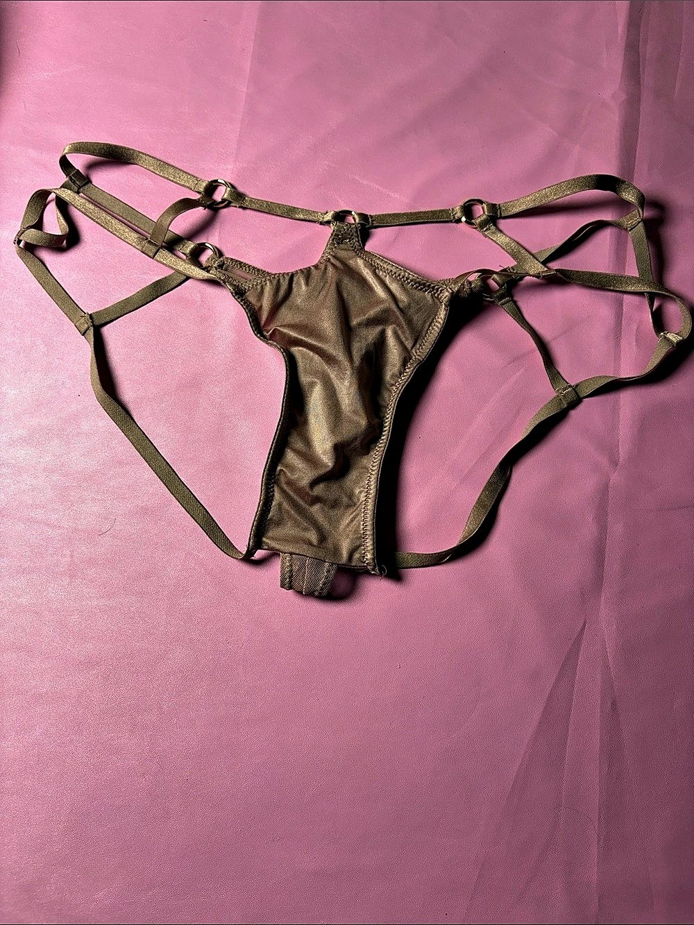 Victoria's Secret Very Sexy Strappy Ring Hardware Thong Panty Brown M/M